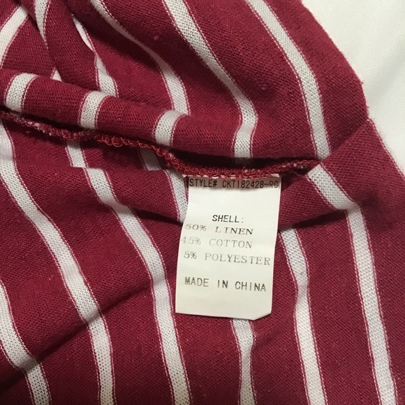 **2 FOR $20** 
CODE x MODE COWL NECK HIGH LOW STRIPED LINEN TOP SIZE L - Picture 8 of 9